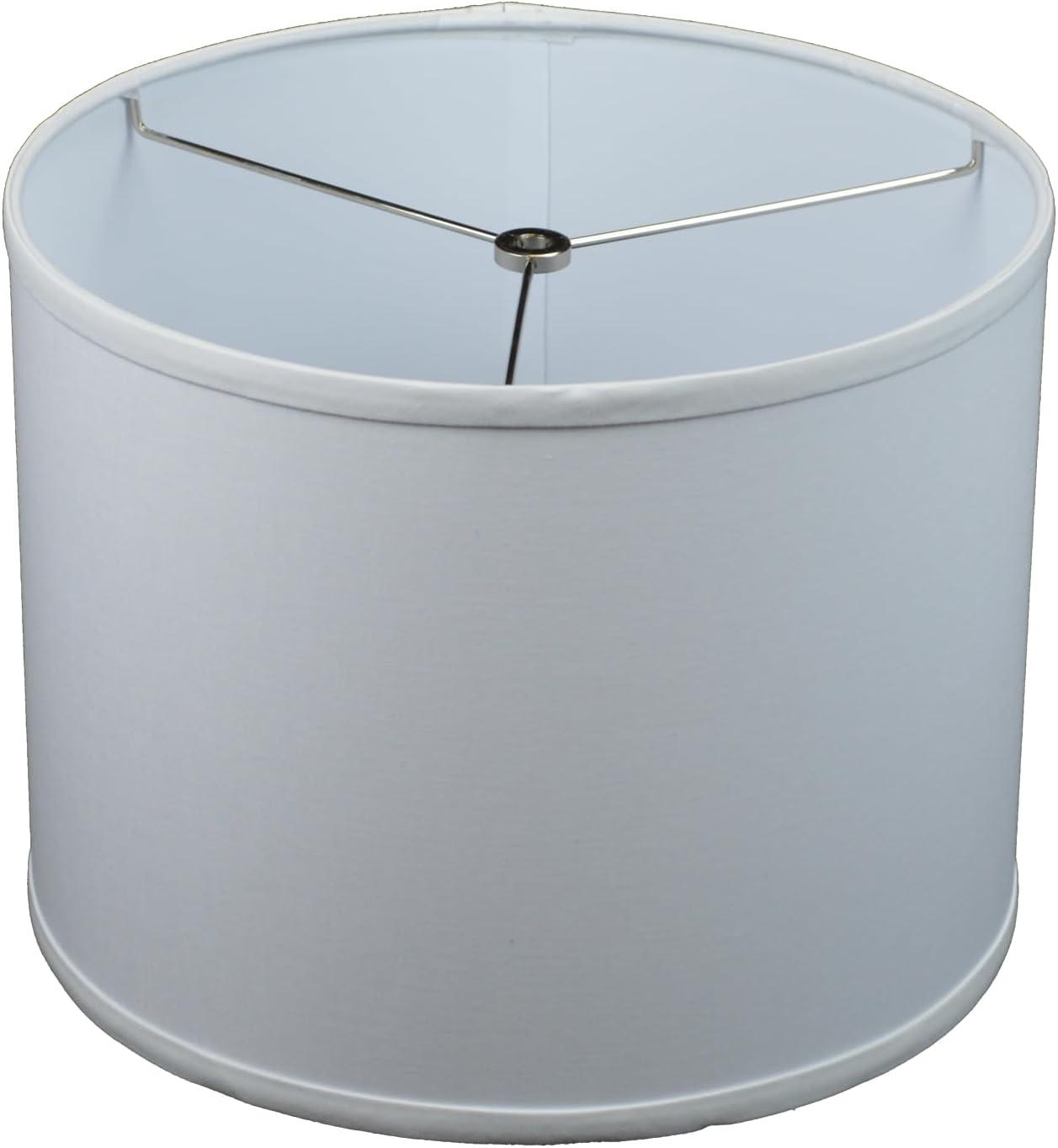 White Linen Drum Lampshade with Nickel Finish, 13"