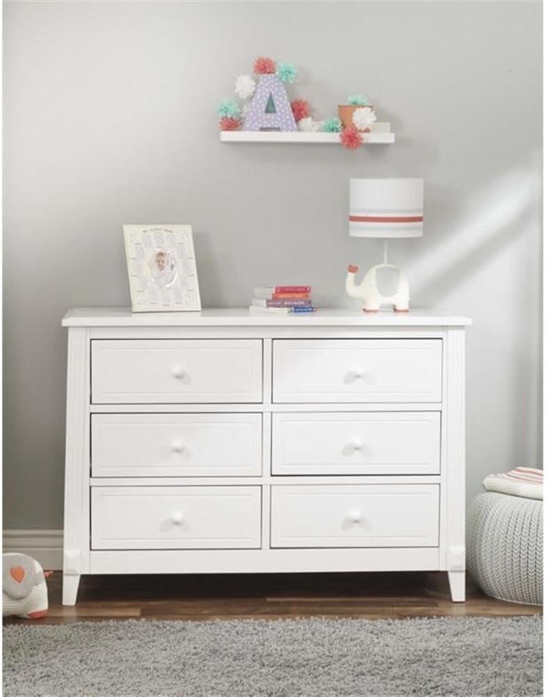 Berkley Classic White Double Dresser with Spacious Dovetail Drawers for Nursery