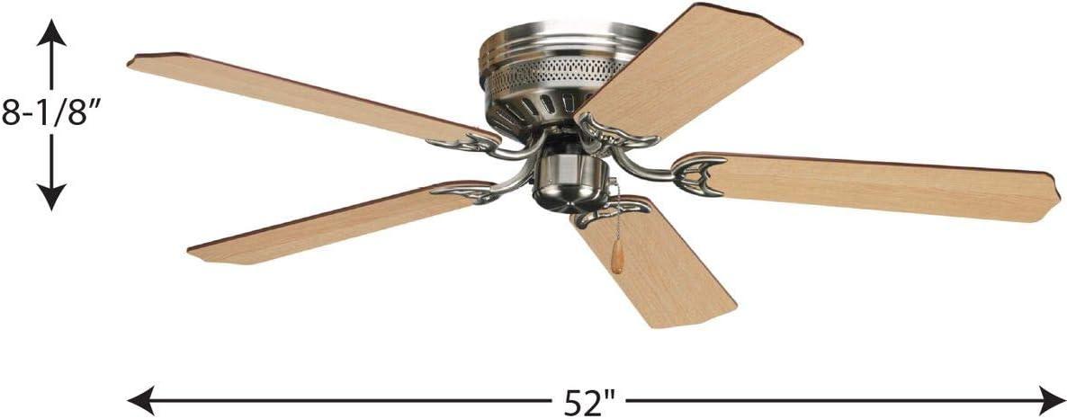 Progress Lighting Hugger 52 Hugger 52" 5 Blade Flush Mount Indoor Ceiling Fan - Nickel