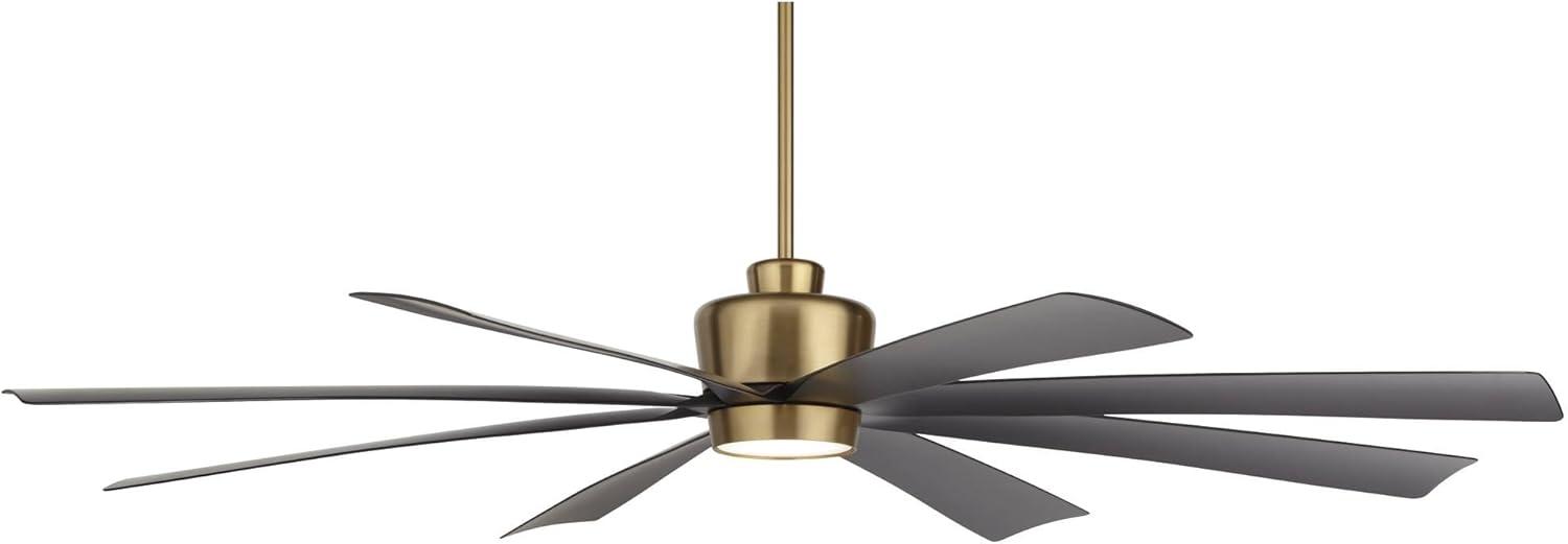 72'' Antique Brass and Black 8-Blade LED Ceiling Fan with Remote