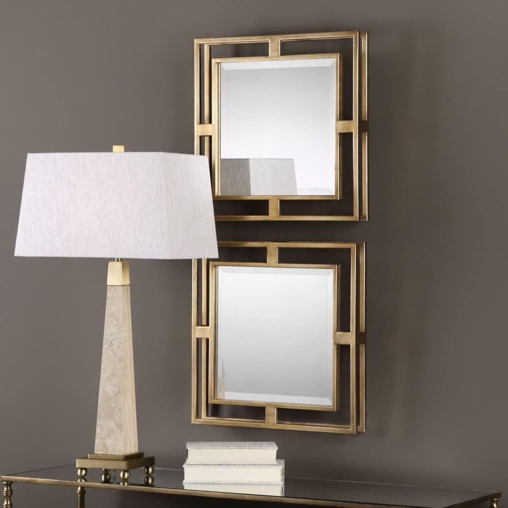 HN Home Asheville Boho Gold Square Wall Mirrors - Set of 2