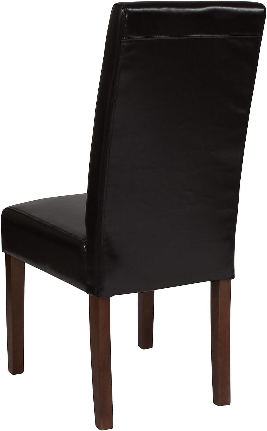 Flash Furniture Greenwich Series Brown LeatherSoft Upholstered Panel Back Mid-Century Parsons Dining Chair