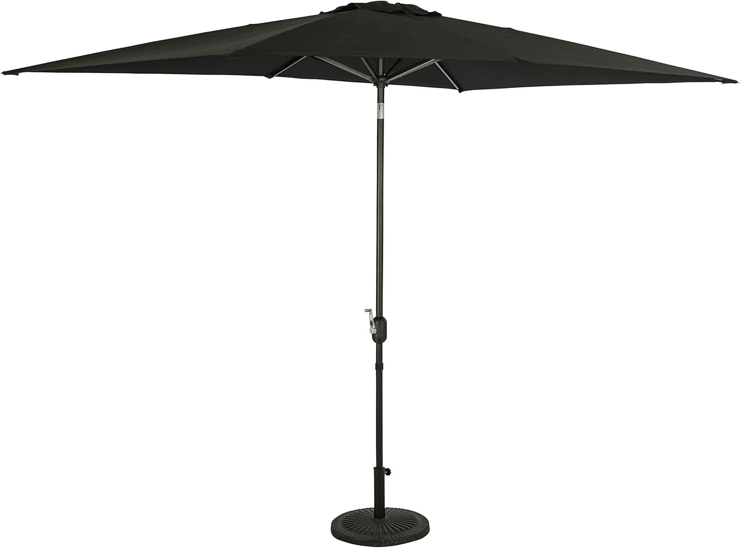 Island Umbrella 10' x 6.5' Rectangular Bimini Market Patio Umbrella Black: Weather-Resistant, Steel Frame, Crank Handle