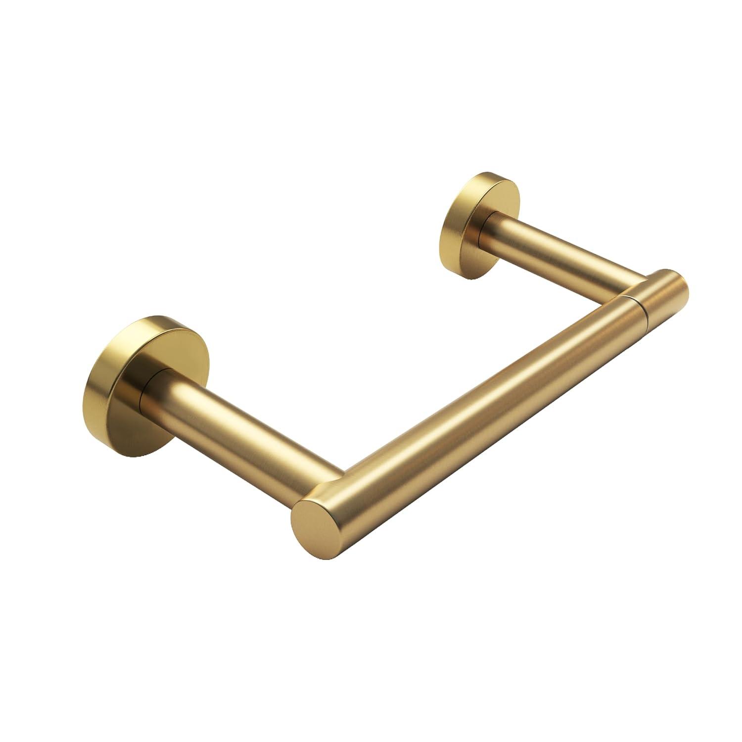 MOGFCT Toilet Paper Holder Brushed Gold Wall Mounted, Double Post Pivoting Toilet Paper Holder SUS 304 Stainless Steel Bathroom