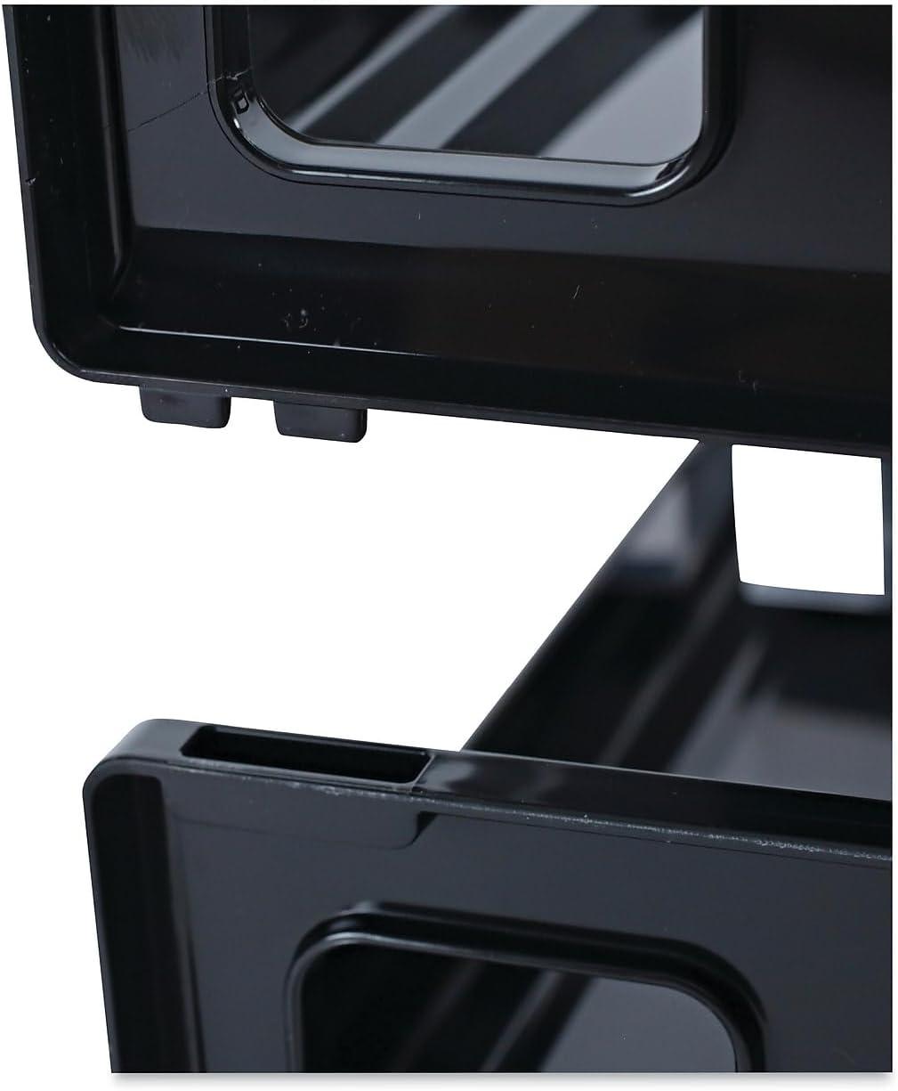 2 PK,Universal Recycled Plastic Side Load Desk Trays, 2 Sections, Letter Size Files, 13" x 9" x 2.75", Black (08100)