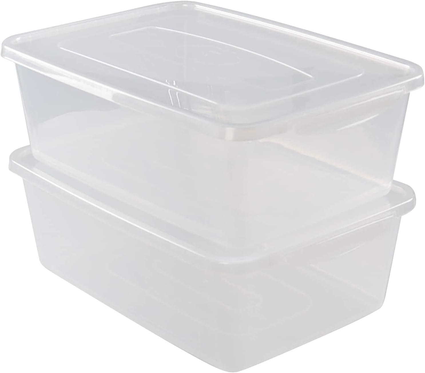 Clear Stackable Plastic Storage Boxes with Lids, 16 Quart, 2-Pack