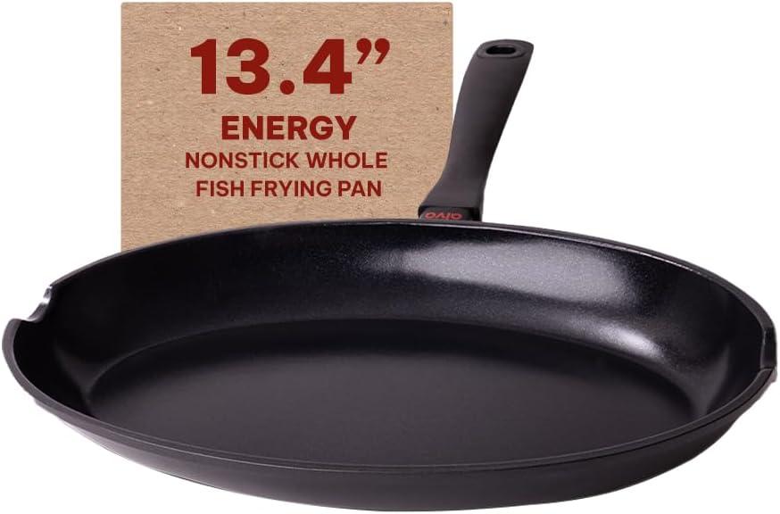 Alva Energy Nonstick Frying Pan Skillet for Whole Fish Non Toxic Ceramic Cookware 13.4"