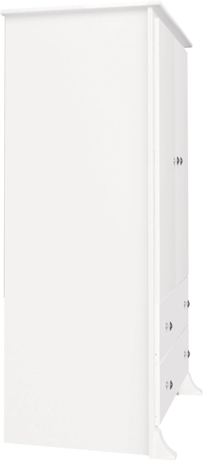 Prepac Monterey Armoire White: Transitional Style, Wood Composite, 2-Door Wardrobe for Hanging Clothes