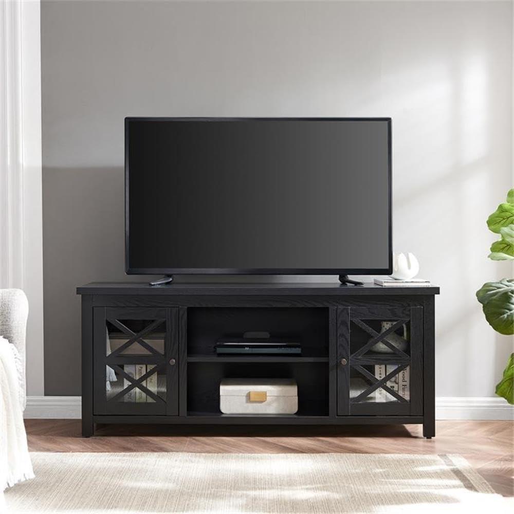 Evelyn&Zoe Colton Rectangular TV Stand for TV's up to 65", Black Grain