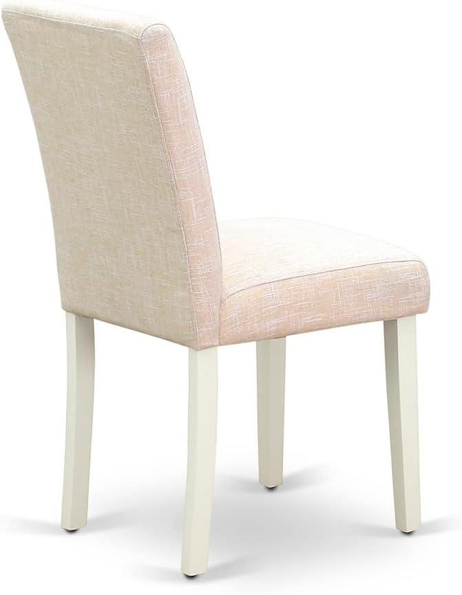 East West Furniture Dublin 3-piece Wood Dining Set with Linen Seat in White