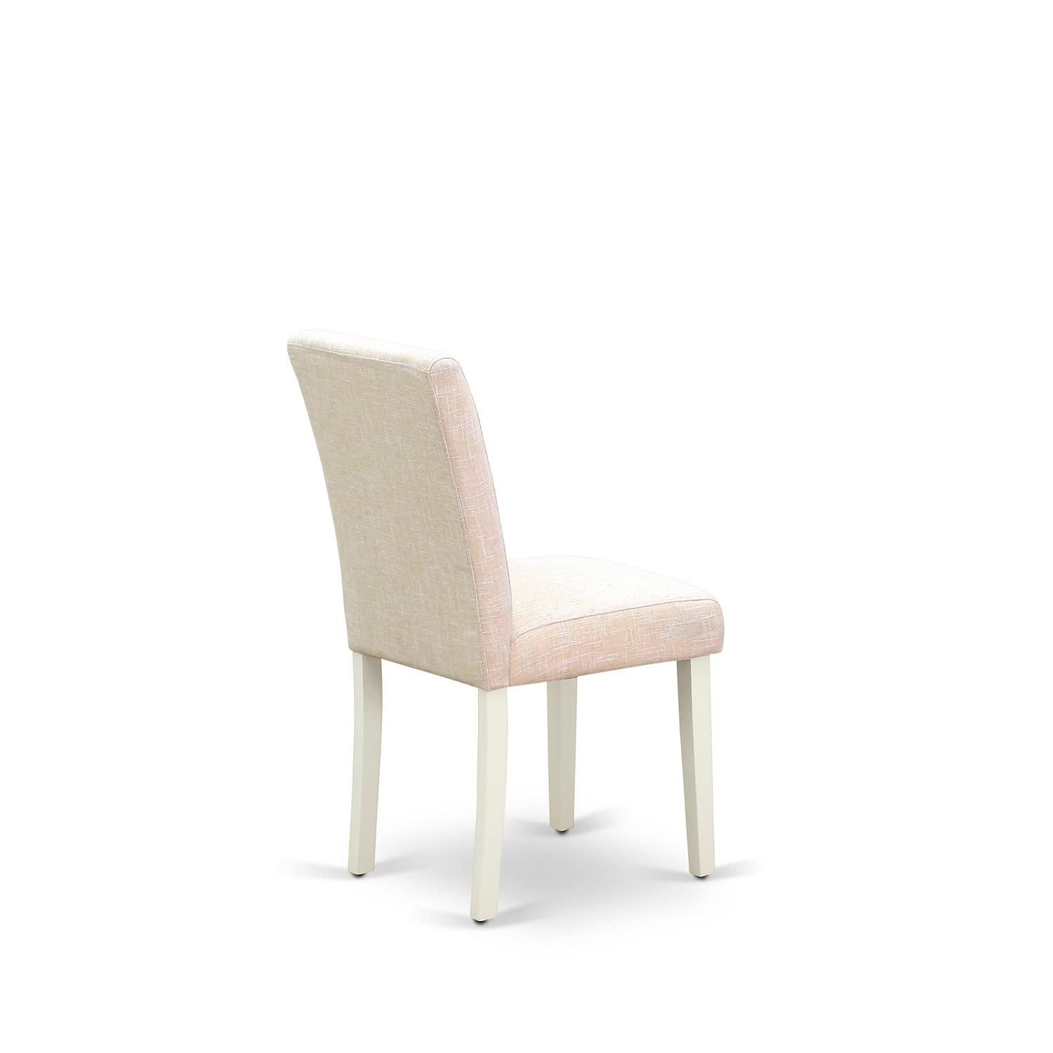 East West Furniture Dublin 3-piece Wood Dining Set with Linen Seat in White