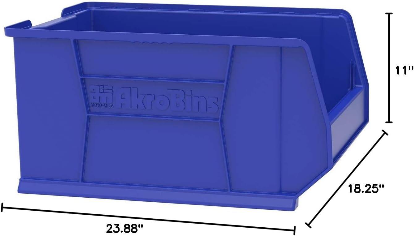 Blue 24-Inch Plastic Stackable Storage Bin