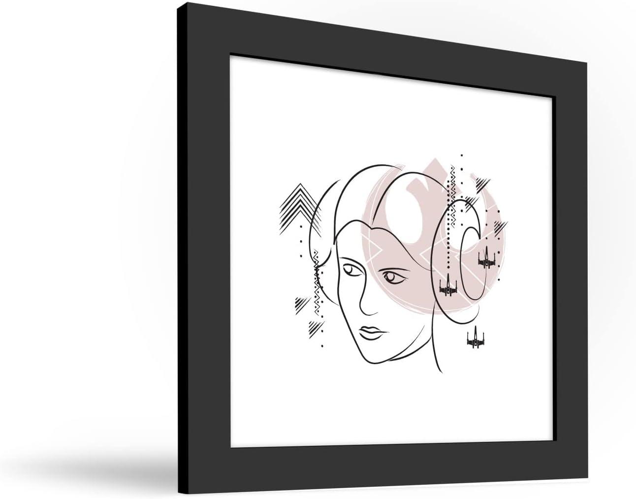 Gallery Pops Star Wars: Saga - Mid-Century Modern Princess Leia Wall Art, Black Framed Version, 12" x 12"