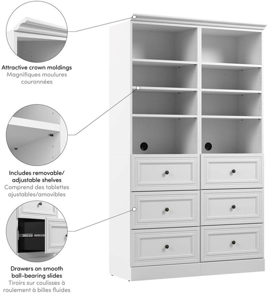 Bestar Versatile 50" Engineered Wood Closet Organization System in White