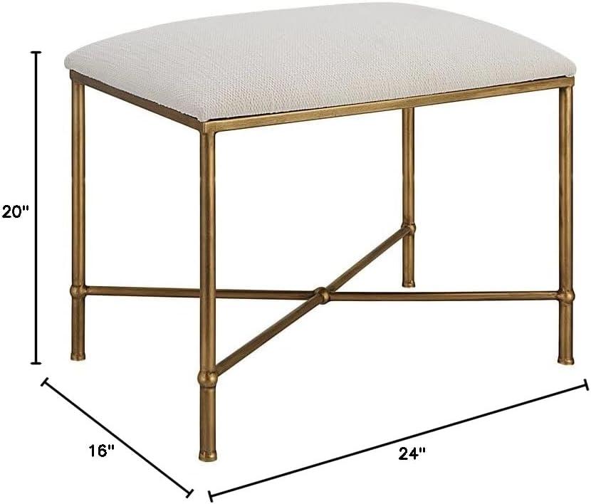 Uttermost Avenham 24" Wide White Fabric Accent Bench