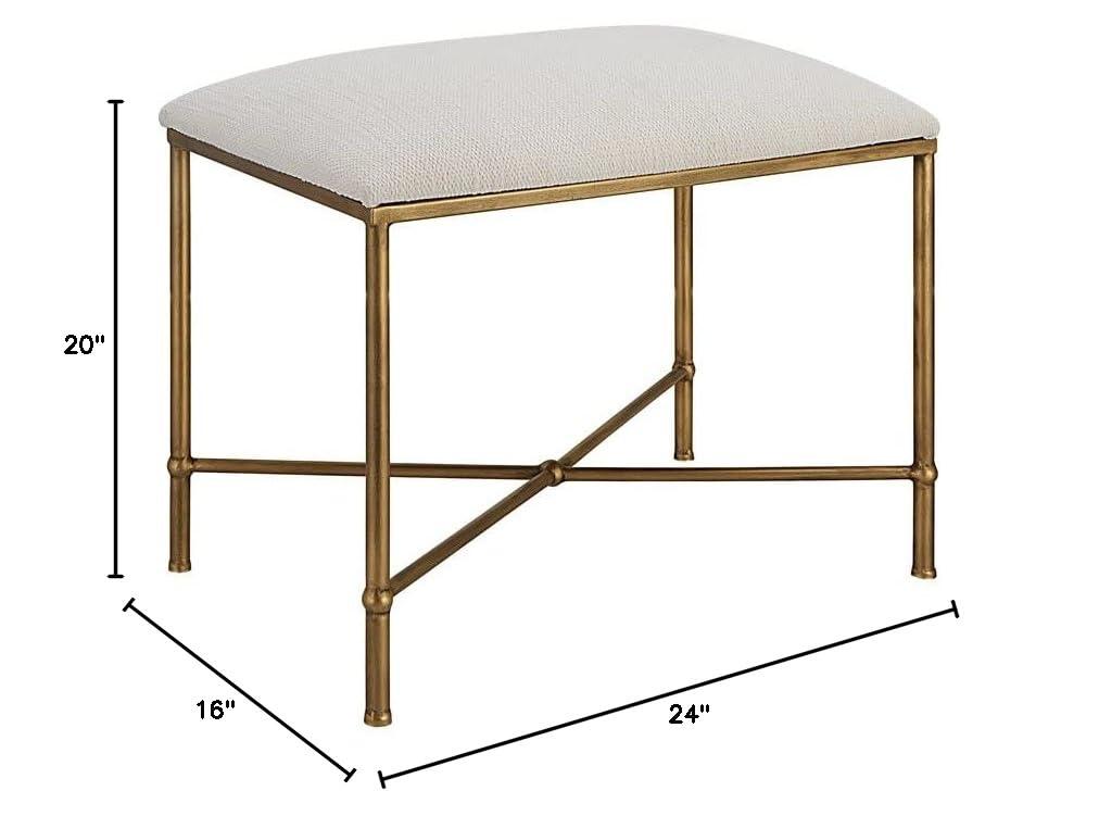 Uttermost Avenham 24" Wide White Fabric Accent Bench
