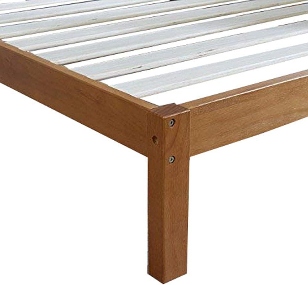 MUSEHOMEINC Solid Wood Platform Bed with Headboard for Bedroom,Wood Slat Support & No Box Spring Needed, Unique Style Design,Queen