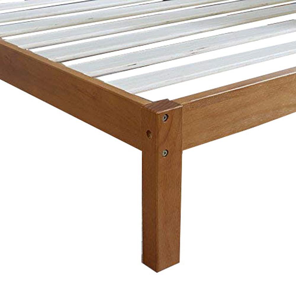 MUSEHOMEINC Solid Wood Platform Bed with Headboard for Bedroom,Wood Slat Support & No Box Spring Needed, Unique Style Design,Queen