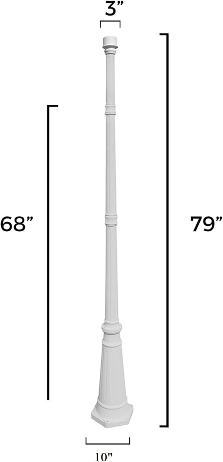 Gama Sonic Decorative Outdoor Lamp Post for Solar Lights, White Cast Aluminum, 3" Fitter Mount, 6.5' Tall, GS-DP55F-WHT