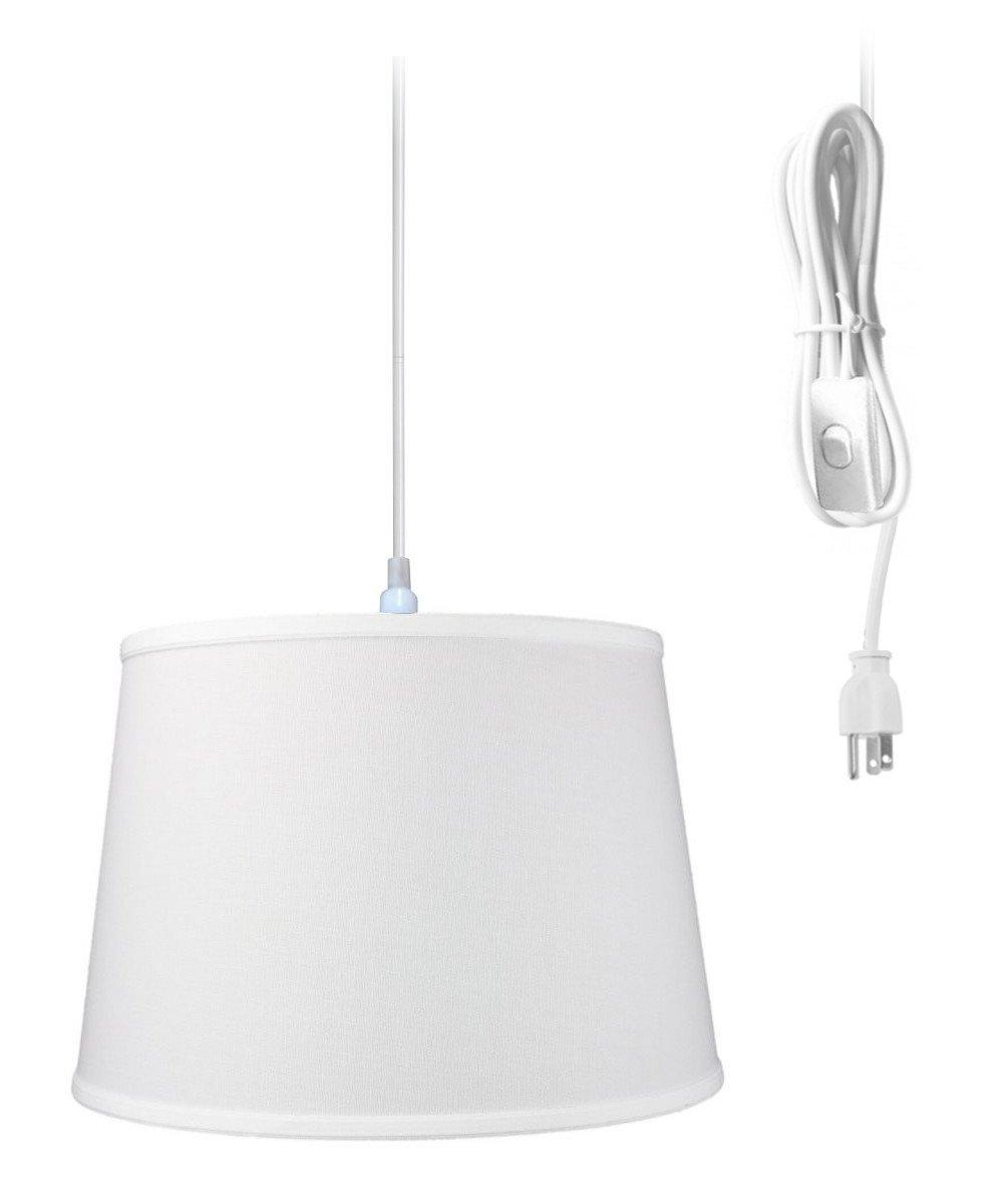 1-Light Plug In Swag Pendant Ceiling Light White Shade 16"w