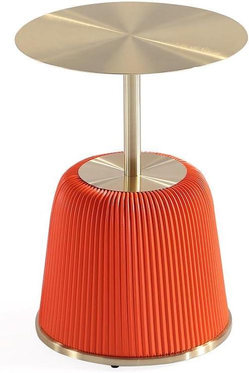 Manhattan Comfort 2pc Anderson Modern Leatherette Upholstered End Table Set Orange: Faux Marble, No Assembly Required