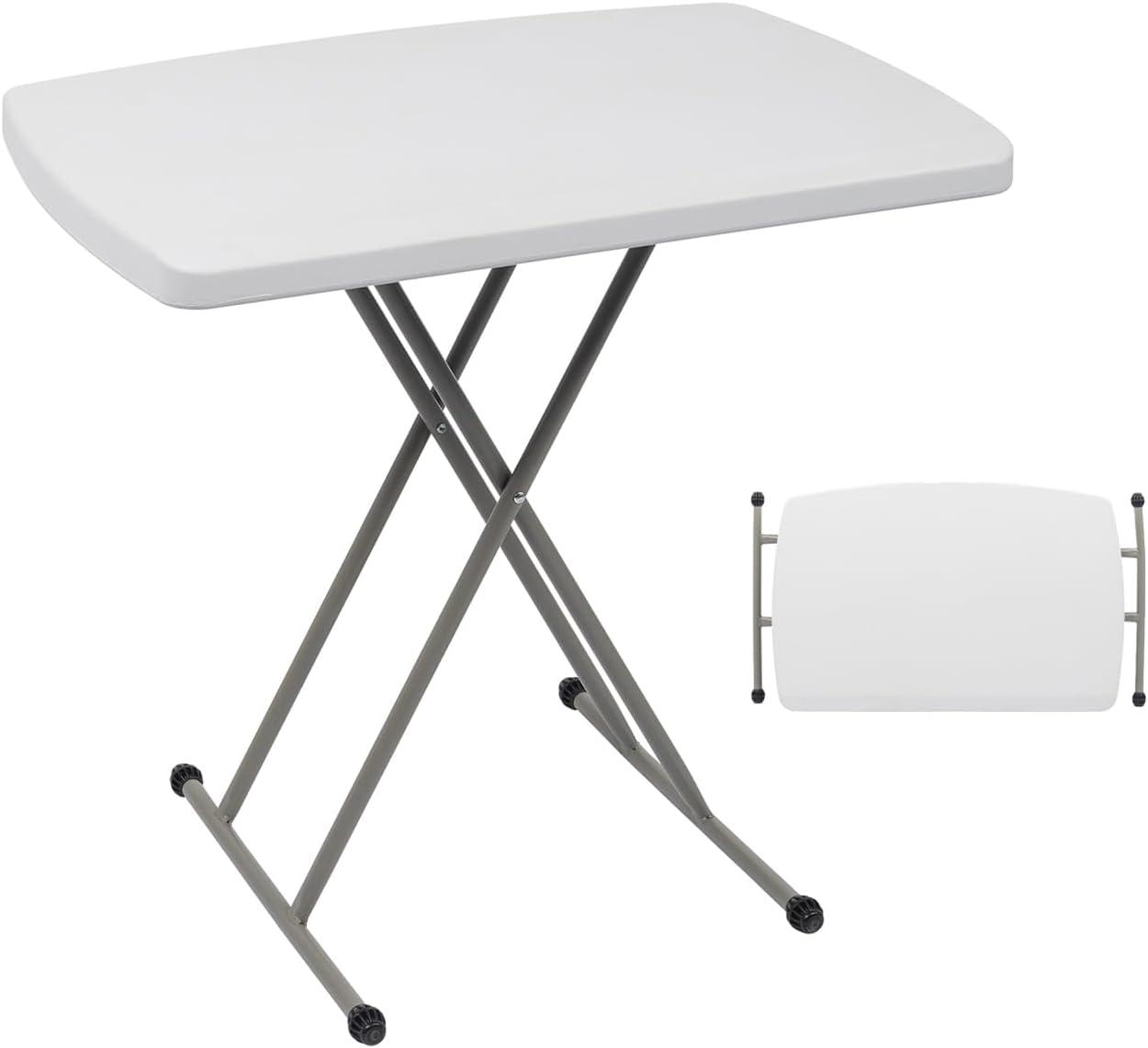 30'' Plastic Folding Tables Rectangular Utility Table Adjustable Height White