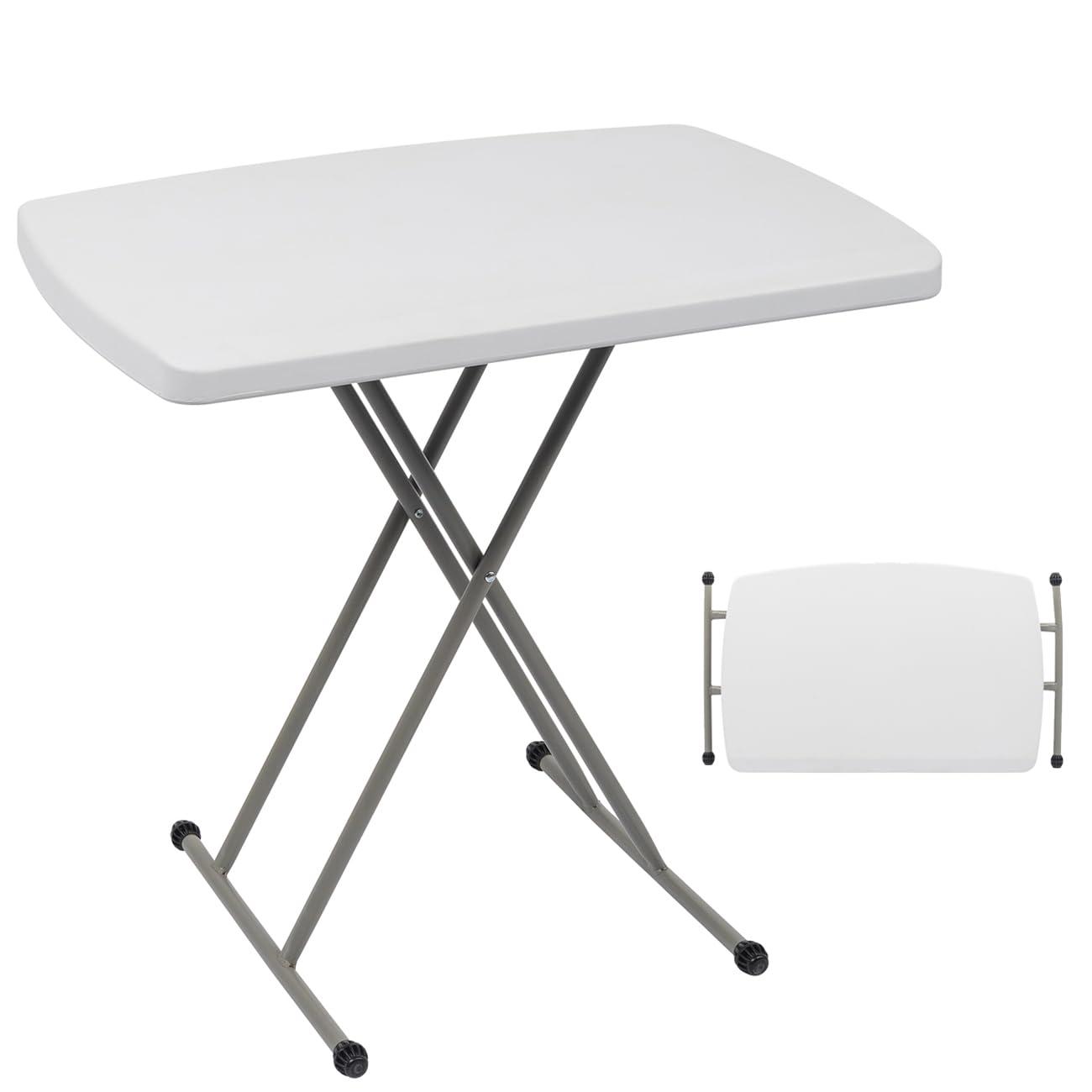 30'' Plastic Folding Tables Rectangular Utility Table Adjustable Height White