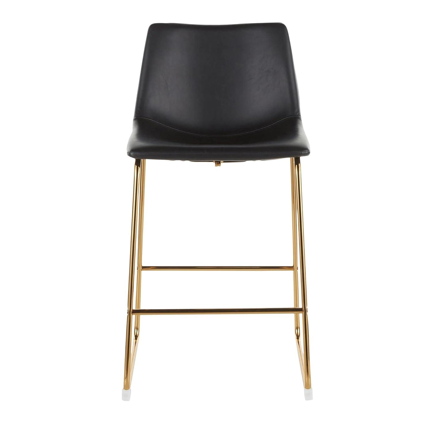 LumiSource Gold Metal, White PU Duke Counter Stool - Set of 2