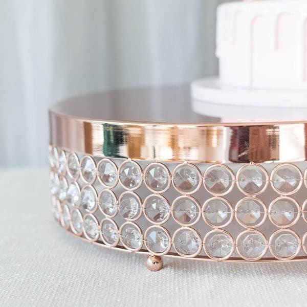 Efavormart 13" Blush/Rose Gold Crystal Beaded Metal Cake Stand Pedestal, Cupcake Display, Dessert Riser