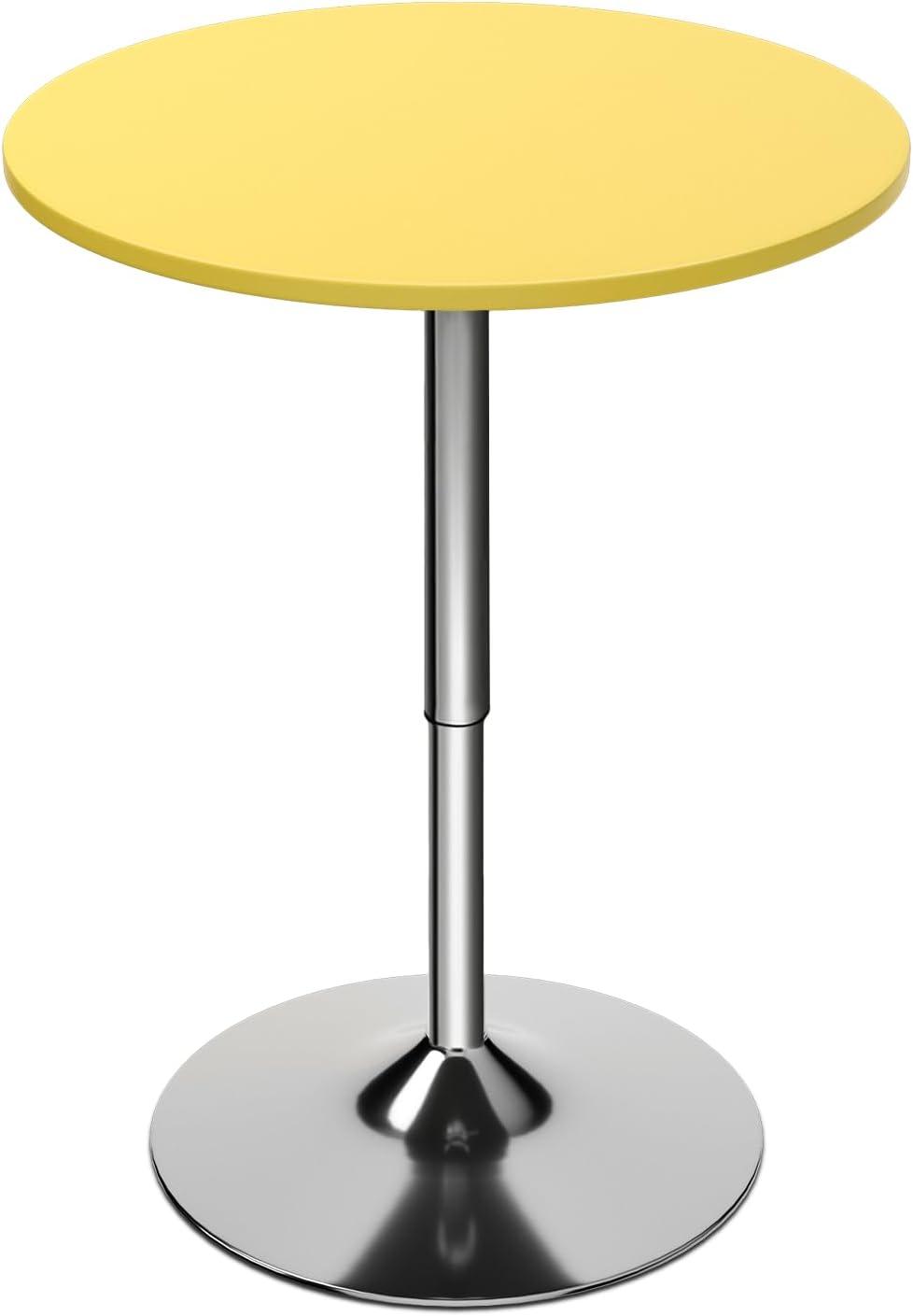 Magshion 23.6" Round Adjustable Height Bistro Bar Pub Table, Metal Base Pub Table, Yellow