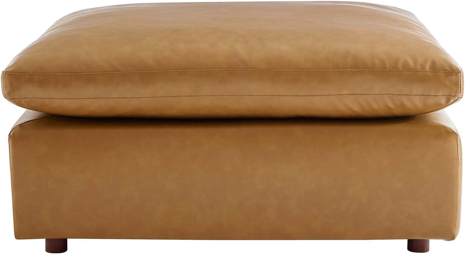 Modway Commix Down Filled Overstuffed Vegan Leather 4-Piece Sectional Sofa in Tan