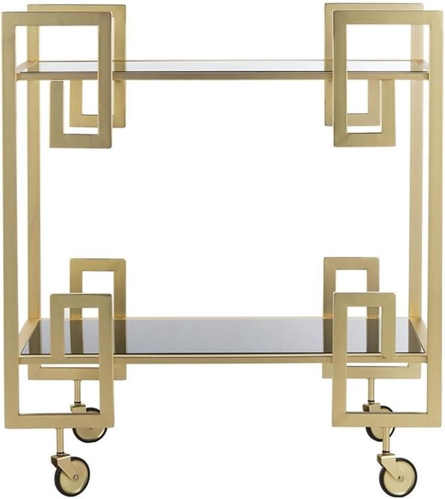 Eliza 2 Tier Bar Cart - Matte Brass/Glass - Safavieh