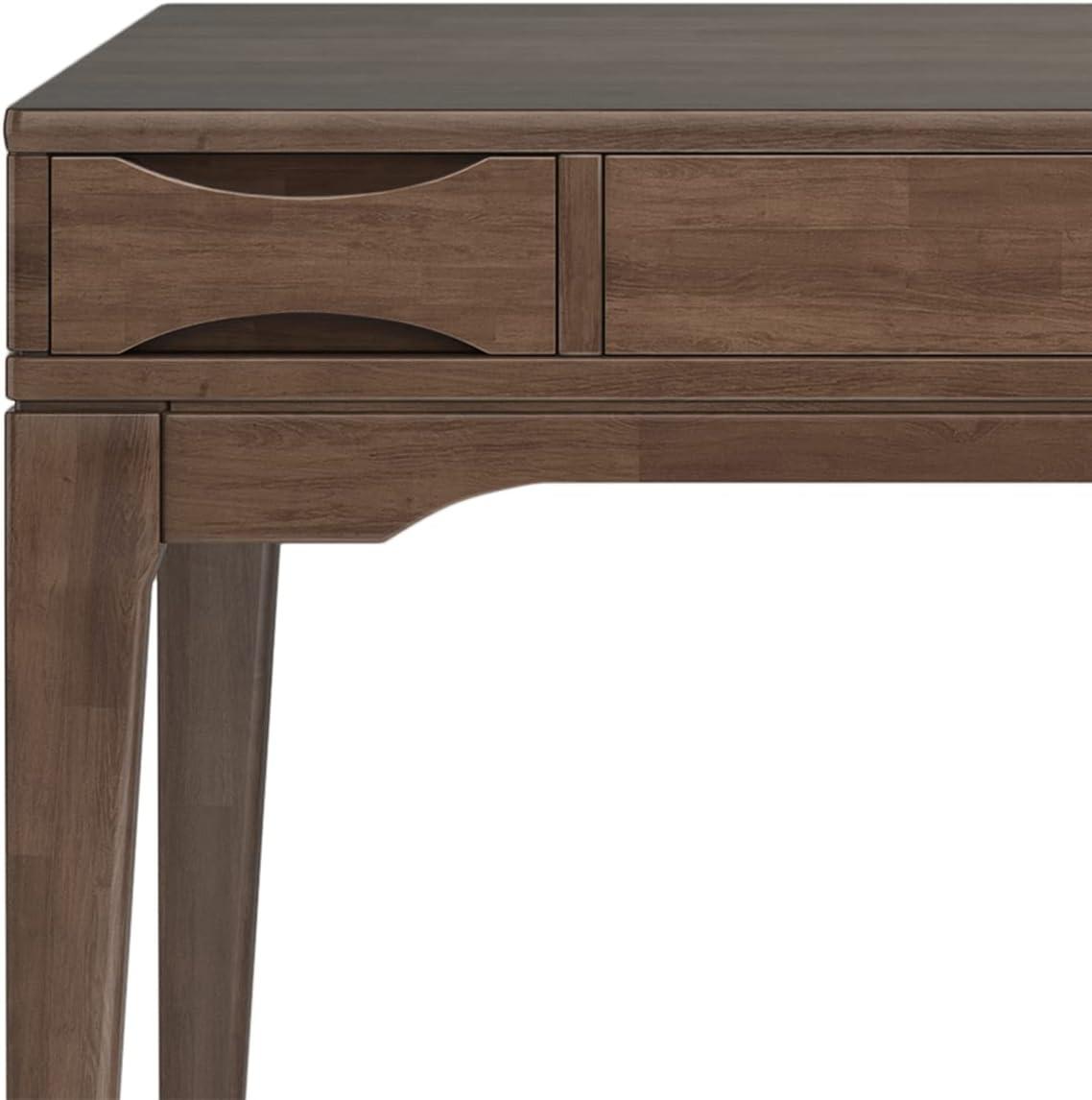 Simpli Home Harper Solid Wood Desk, Contemporary Style with Keyboard Tray and Storage