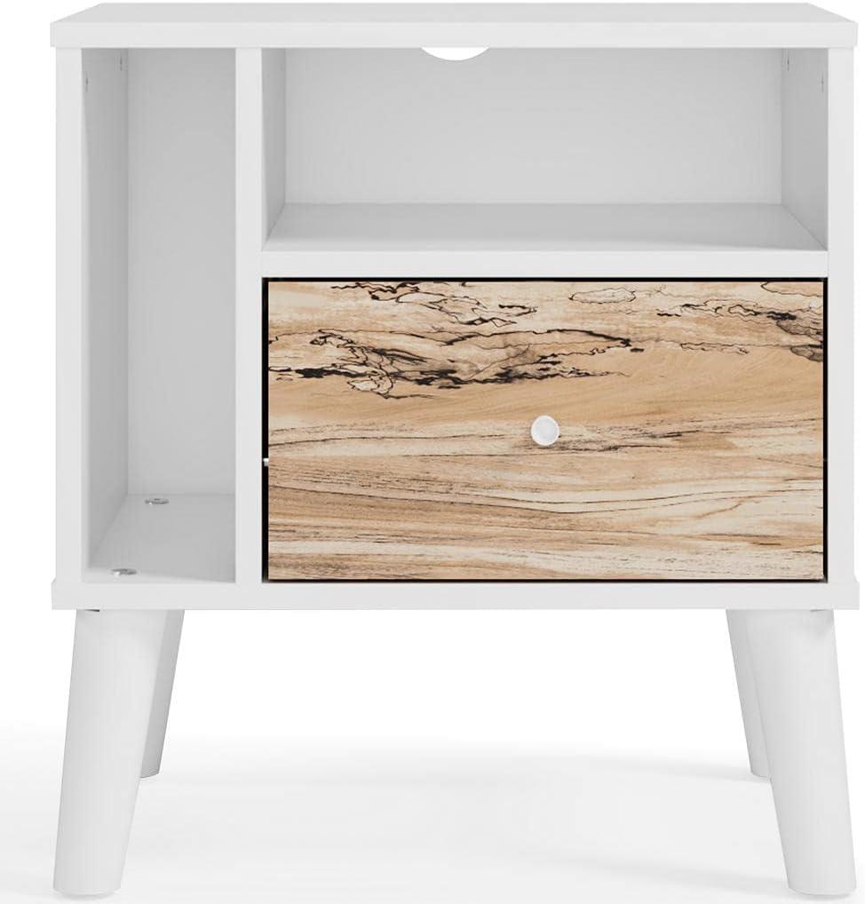 Contemporary Sugarberry & Matte White Nightstand with Open Shelving