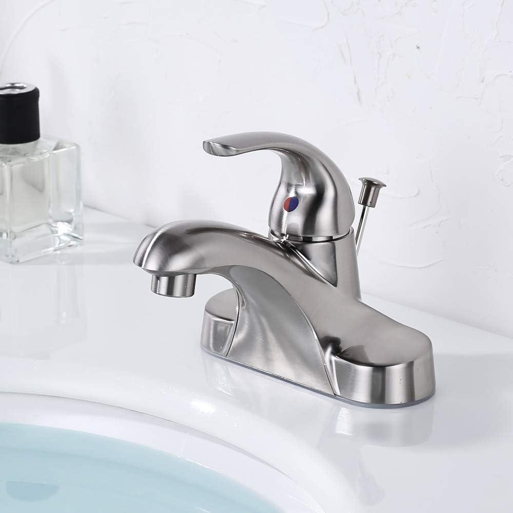 Brushed Nickel Single Handle Low Arc Bathroom Faucet