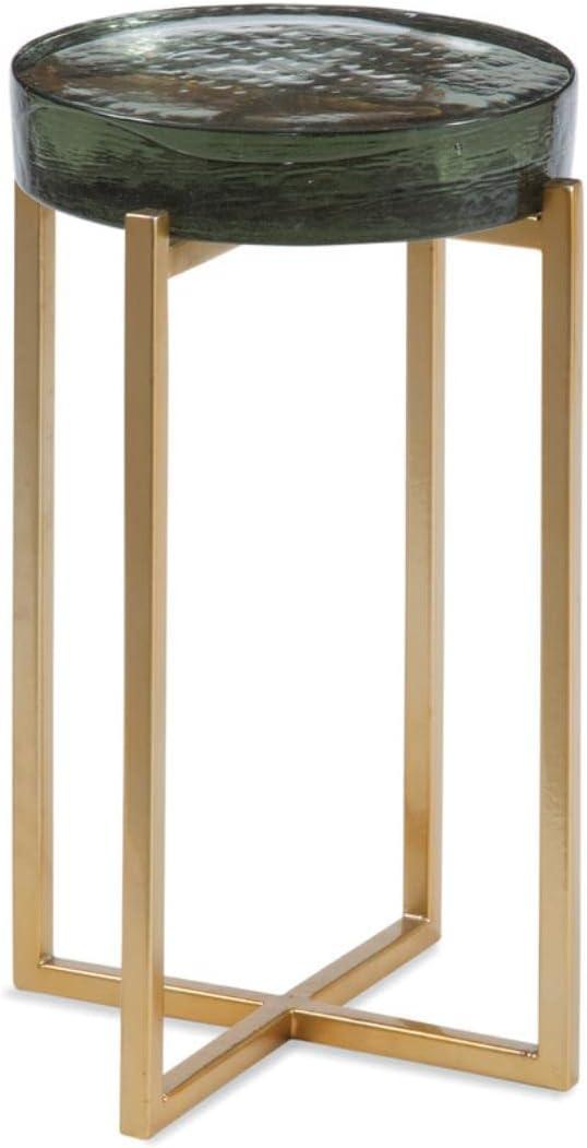 Bassett Mirror Company Laine Metal and Cast Glass Accent Table in Gold