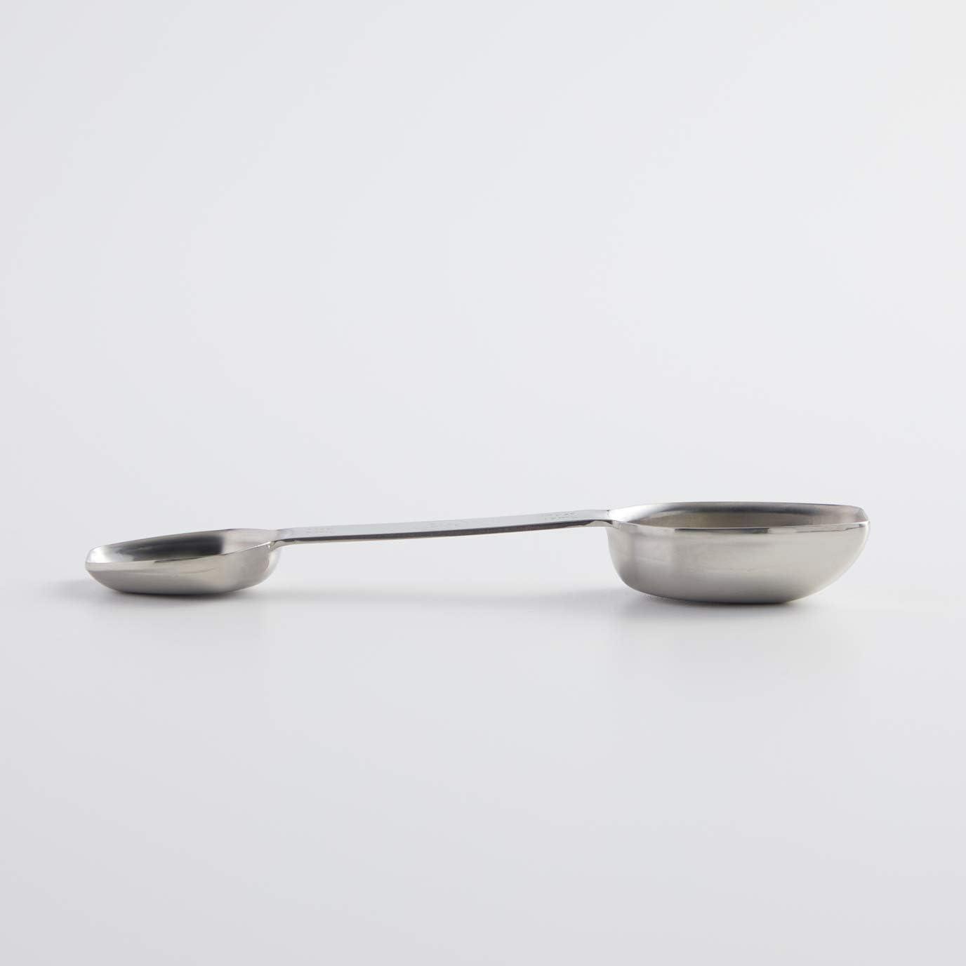 Stainless Steel Double Sided Measuring Spoon - Teaspoon and Tablespoon | Space Saving Design | Rests Securely | Dishwasher Safe