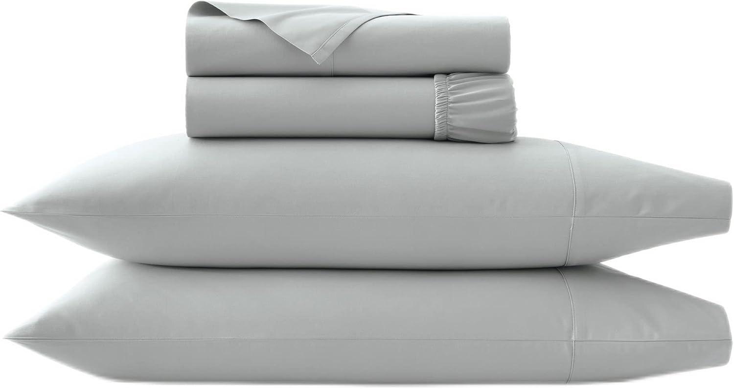 Split King Light Gray Organic Cotton Sheet Set