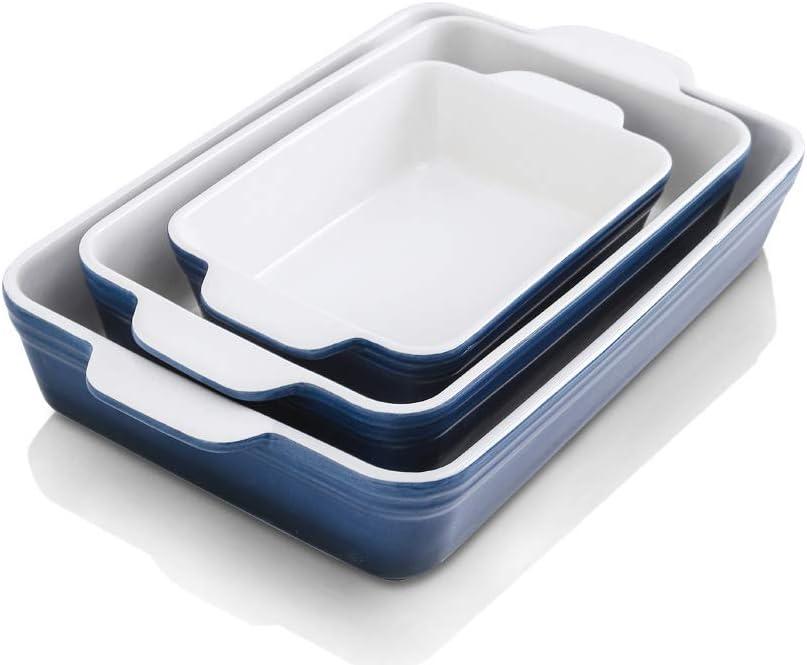 Adeco Trading Ceramic Bakeware Set, Rectangular Baking Dish For Cooking, Kitchen, Cake Dinner, Banquet And Daily Use, 9X13 Casserole Dishes For Oven Porcelain Baking Pans