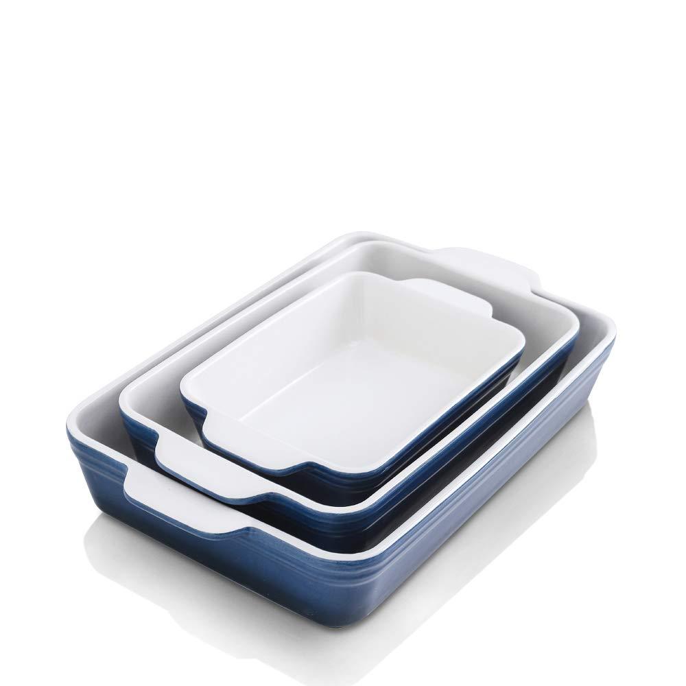 Adeco Trading Ceramic Bakeware Set, Rectangular Baking Dish For Cooking, Kitchen, Cake Dinner, Banquet And Daily Use, 9X13 Casserole Dishes For Oven Porcelain Baking Pans