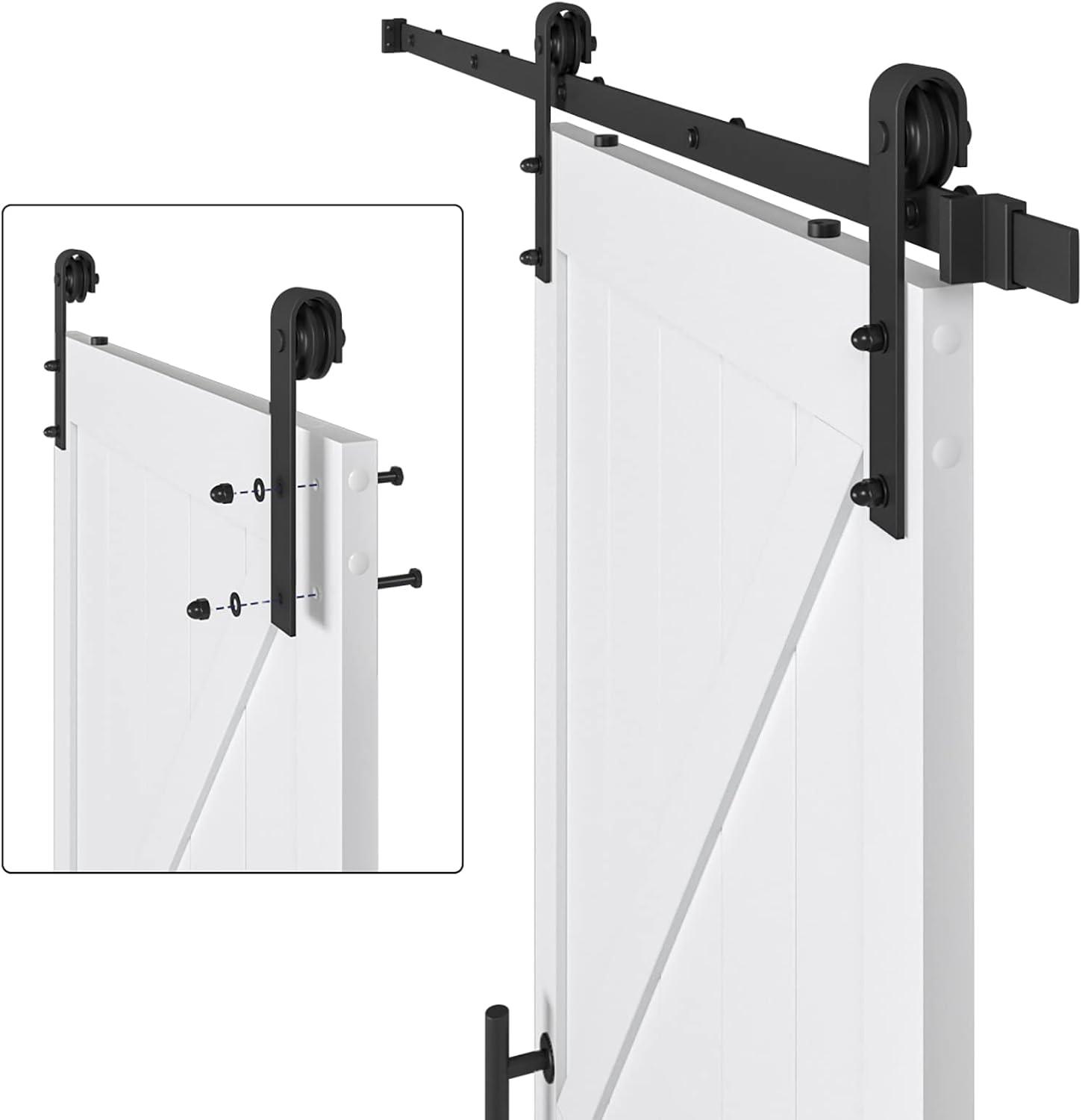 36'' x 84'' White MDF Modern Sliding Barn Door Kit