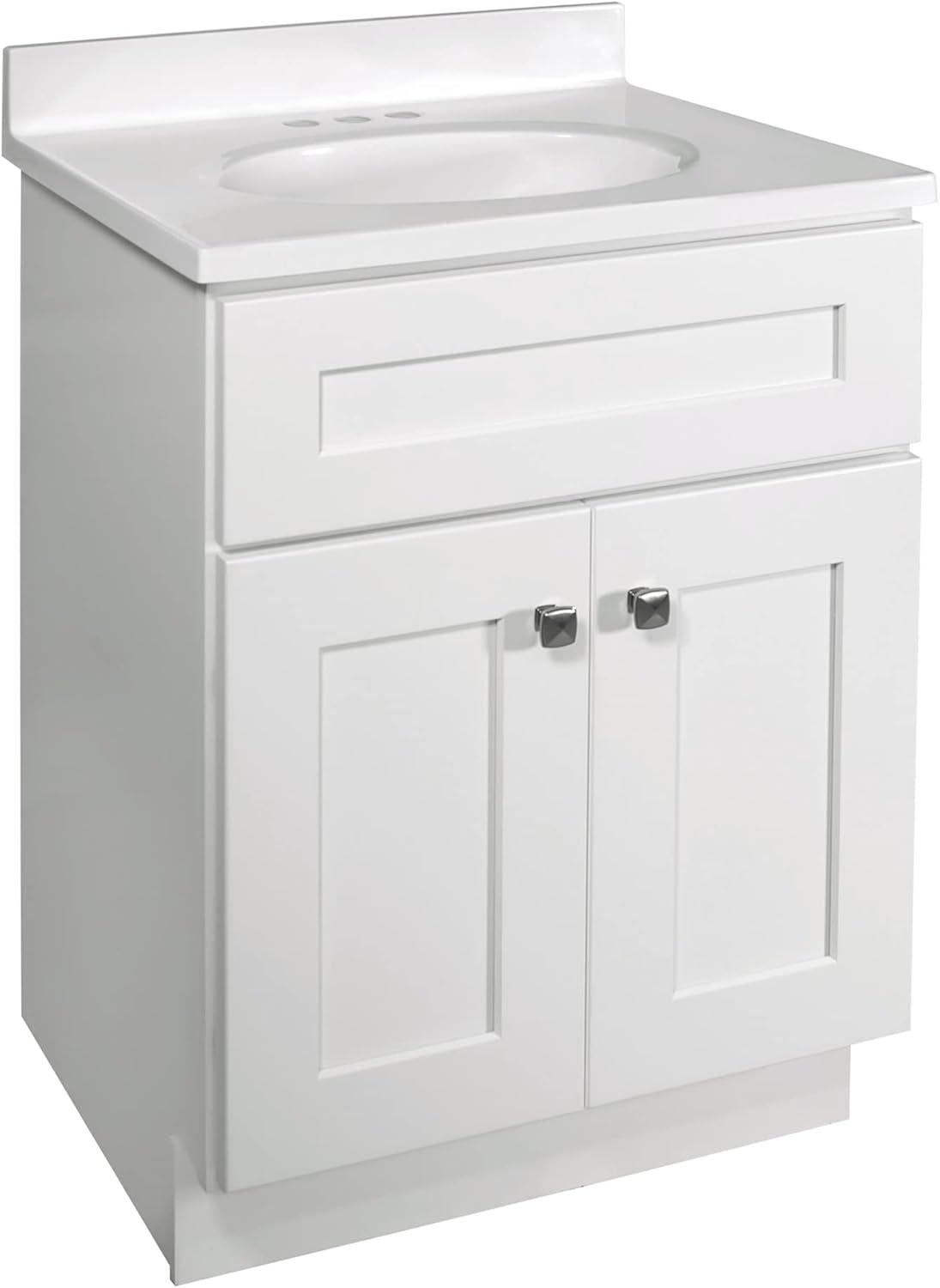 Design House 586925 Brookings 24x18 Unassembled Modern 2-Door Shaker Bathroom Vanity Cabinet Only, White