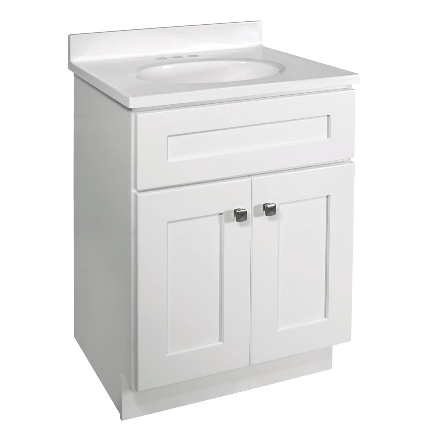 Design House Brookings 24 Inch Bathroom Vanity, Ready to Assemble, Solid Wood, Sherwin Williams – Design House, 587063