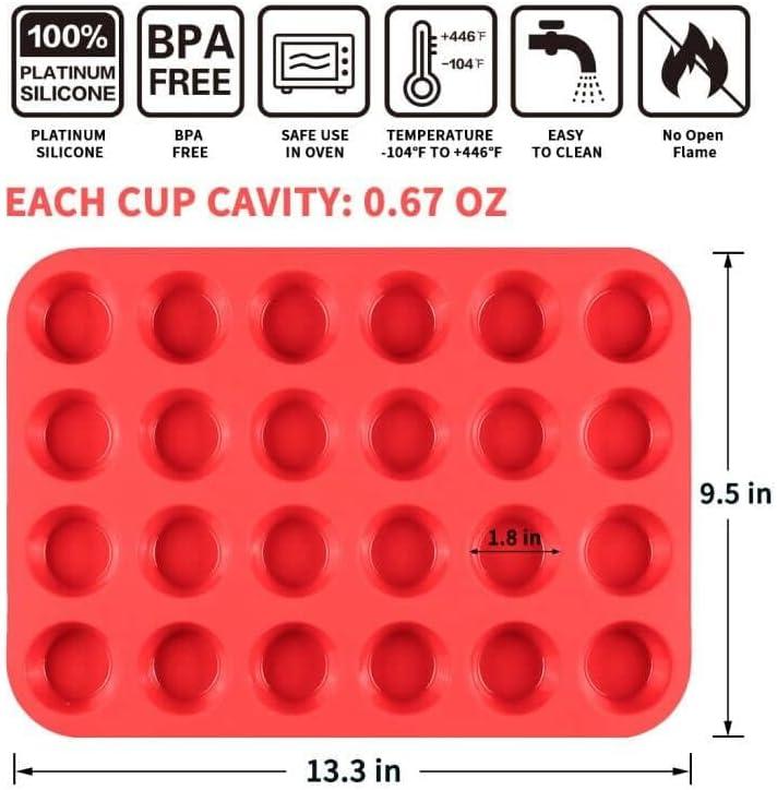 Artrylin 24 Cups Silicone Muffin Pan Cupcake Pans,Silicone Baking Molds,Nonstick BPA Free