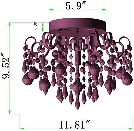 Q&S Small Crystal Chandelier Flush Mount Ceiling Light 3 Lights Modern Chrome Iron Raindrop Crystal Ceiling Fixture for Bedroom Hallway Closet Entryway Stairs