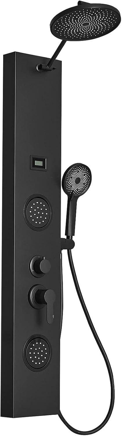 BWE 2-Spray Rain Shower Tower Shower Panel System with Rainfall Shower Head and Shower Rod