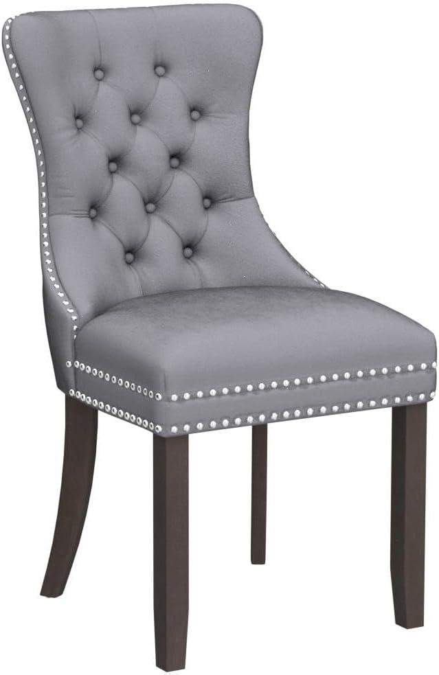 ODUSE-DAILY Grey Velvet Dining Chairs Set of 4, Kitchen & Dining Room Chairs, Tufted Dining Chairs, Fabric Upholstered, Solid Wood, Sillas De Comedor (Gray, 4 Pcs)