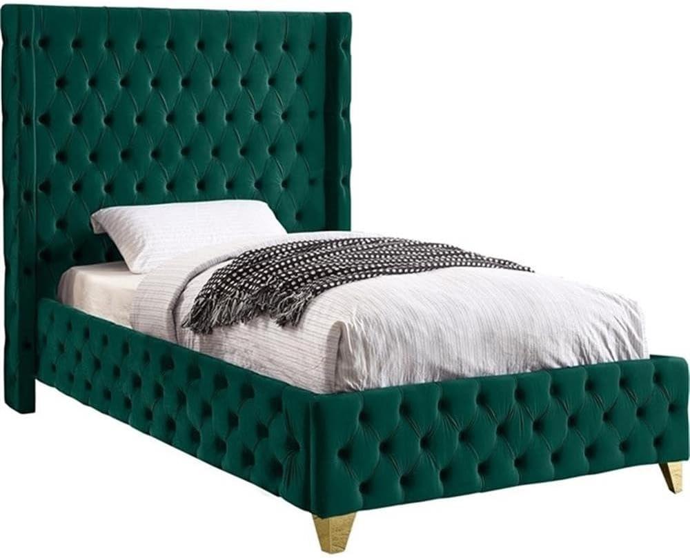 Meridian Furniture Savan Green Velvet King Bed