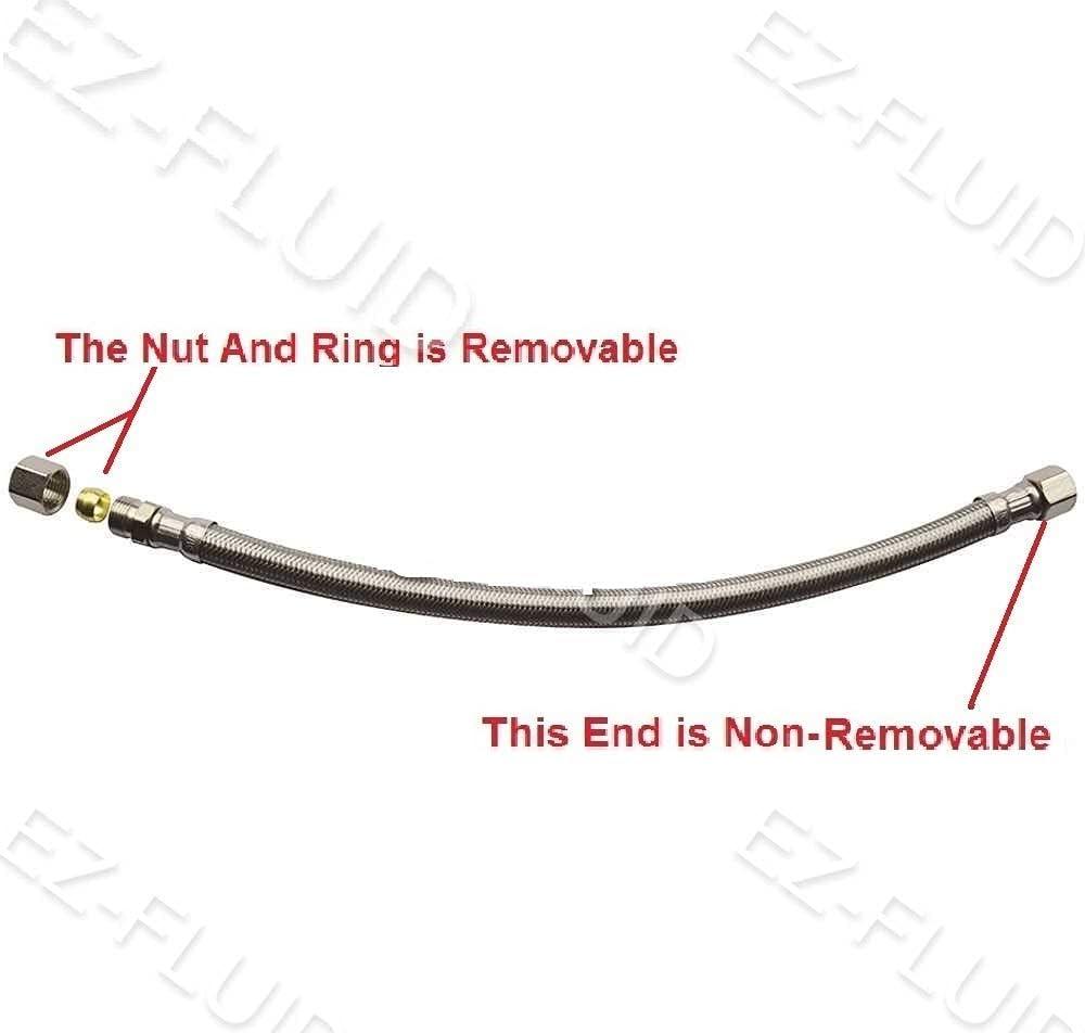 EZ-Fluid Plumbing 20" x 3/8" Male Compression To 3/8-Inch Female Comp. Stainless Steel Braided Faucet Connector Line Extension, Faucet Extension Supply Hose Connector Lines, Fits Most Faucet