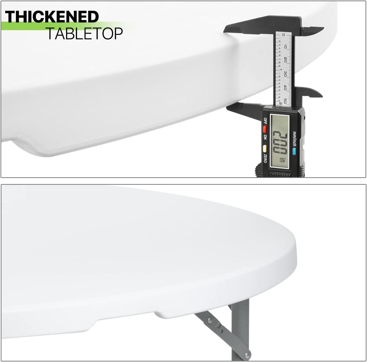 MoNiBloom Plastic Round Folding Table, Portable Foldable Party Banquet Table for Camping Dining Outdoor Picnic